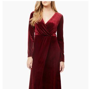 Love X Design Rosalie Long Sleeve Velvet Maxi Dress in Dark Berry | 10